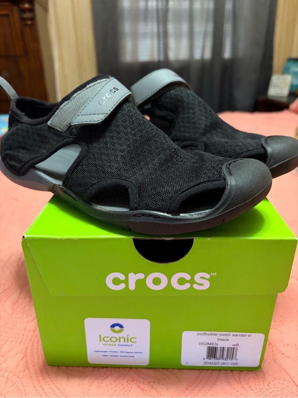 CROCS Black Mesh Swiftwater Women's Sandal